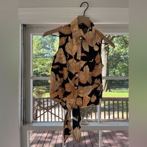 Rachel Zoe Black and Tan Floral Button Down Shirt